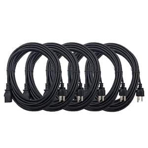 12 ft. Universal AC Power Cord UL Approved NEMA 5-15P to C13 18 AWG / 3-Conductors Indoor Black (5-Pack)