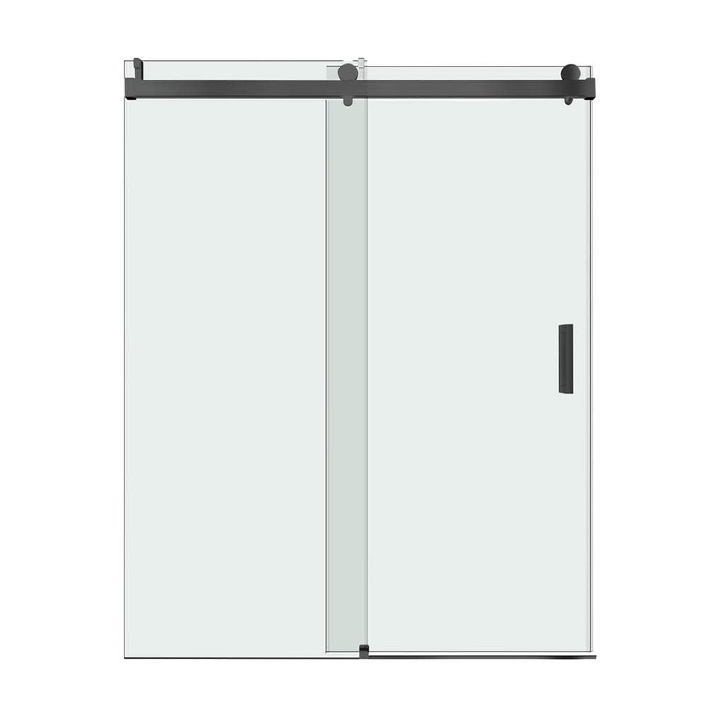 72 in. W x 76 in. H Single Sliding Frameless Shower Door in Matte Black Soft Close Shower Enclosure price history on PriceWatchPro