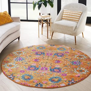 Passion Sunburst 5 ft. x 5 ft. Abstract Transitional Round Area Rug