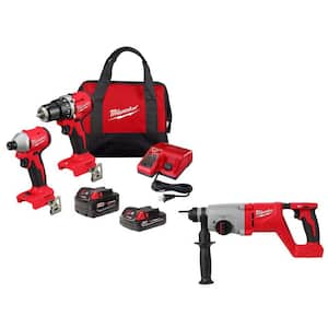 M18 18-Volt Lith-Ion Brushless Cordless Compact Hammer Drill/Impact Combo Kit w/(2) Batteries & M18 Rotary Hammer