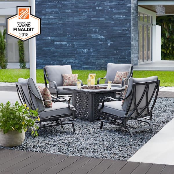 highland point black pewter aluminum outdoor patio rocking lounge chair