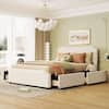 Harper & Bright Designs Beige Wood Frame Queen Upholstered Platform Bed ...