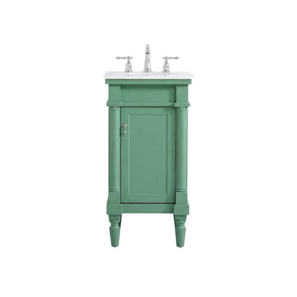 Unbranded Simply Living 18.5 in. W x 19 in. D x 35 in. H Bath Vanity in Vintage Mint with Ivory White Engineered Marble