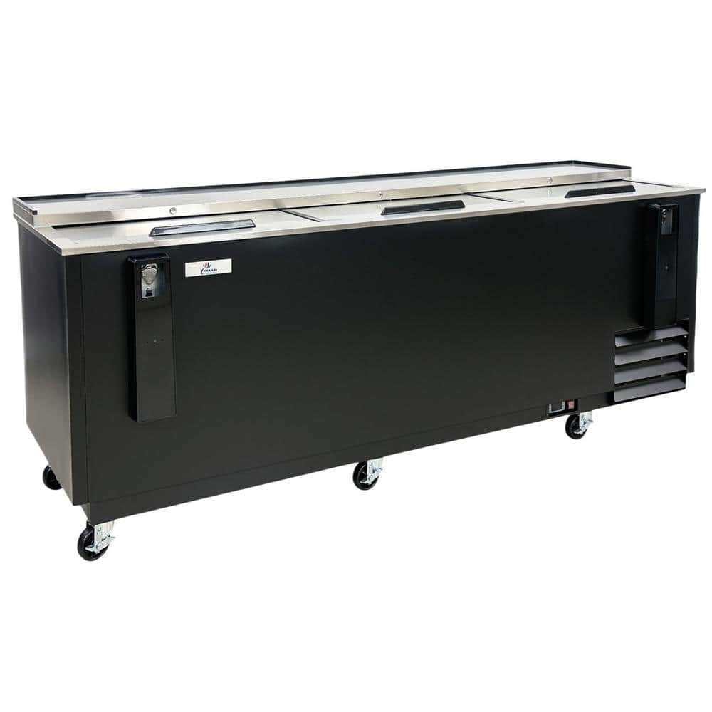 Cooler Depot 95.2 in. 26.6 cu. ft. Commercial Top Loading Back Bar Beer Bottle Cooler Black