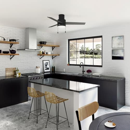 Brunner 52 in. Indoor Matte Black Ceiling Fan with Light Kit Included Lighting