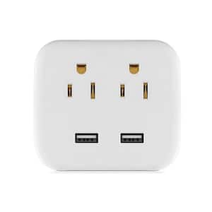 2 Outlet Extender with 2 USB Charging Ports, No Surge Protector Multi Plug