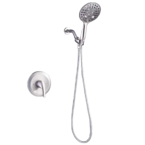 Lukvuzo 4-Spray Wall Mount Handheld Shower Head 1.8 GPM in Brushed Nickel 4-Spray Intuition 2-in-1 Dual Handheld Shower w/Hose