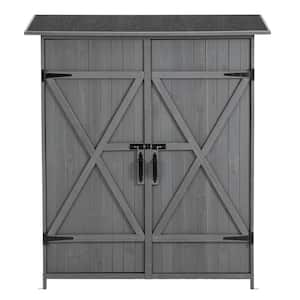 Gray 4.6 ft. W x 1.6 ft. D Solid Wood Outdoor Storage Shed, Tool Storage Cabinet with Detachable Shelves (7.4 sq. ft.)