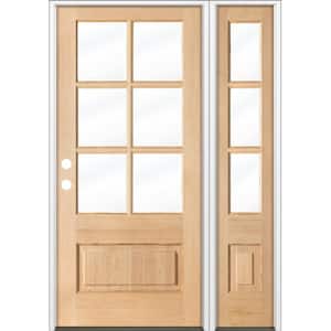 50 in. x 80 in. Farmhouse RH 3/4 Lite Clear Glass Unfinished Douglas Fir Prehung Front Door with RSL