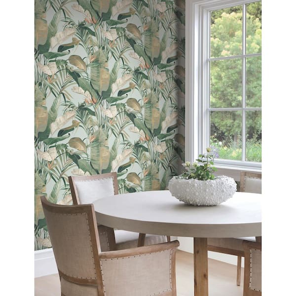 Green Tropical Cabana Spa Peel and Stick Wallpaper