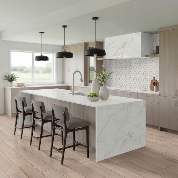 Angora Geometric Pattern 12x12x0.38 in. Polished Marble Mosaic Architectural Lattice Design Floor Tile(10 sq. ft./Case)