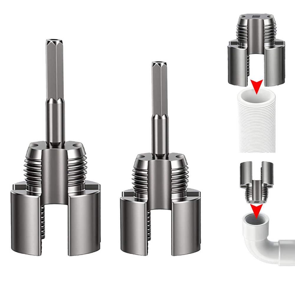PVC Pipe Threader Tool Set, 1/2 in. and 3/4 in. Internal and External Thread Cutter, Drill-Compatible PVC Pipe Tool price history on PriceWatchPro