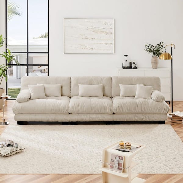 133.8 in. W 3-Piece Chenille Modular Sectional Sofa in Light Coffee for Living Rooms, Apartments
