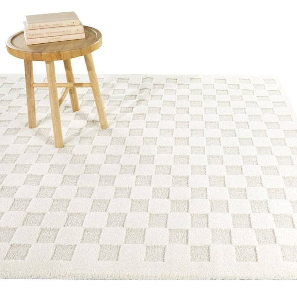 Coveney Cream 5 ft. x 7 ft. Checkered Area Rug
