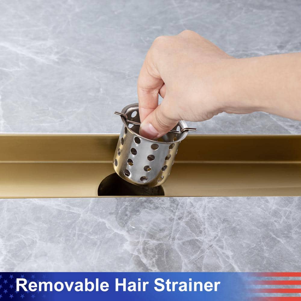12'' Brushed Gold Stainless Steel Linear Shower Drain
