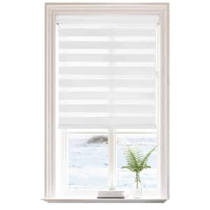 White Polyester 23 in.W x 72 in.L Light Filtering Cordless Zebra Fabric Roller Shades
