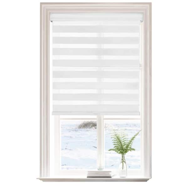 Lumi White Polyester 23 in.W x 72 in.L Light Filtering Cordless Zebra Fabric Roller Shades