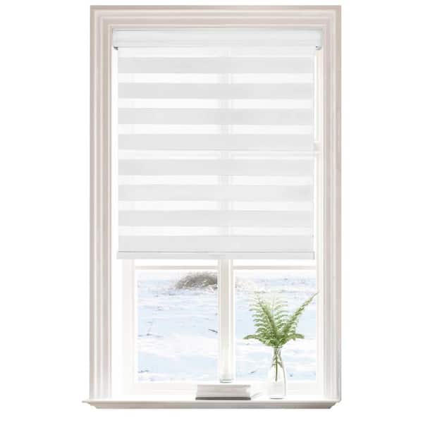 Lumi White Polyester 30 in.W x 72 in.L Light Filtering Cordless Zebra Fabric Roller Shades