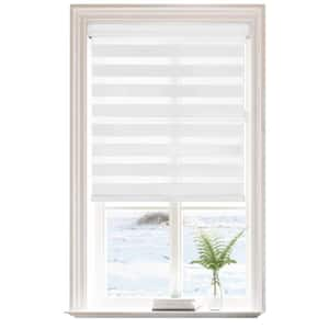 White Polyester 32 in.W x 72 in.L Light Filtering Cordless Zebra Fabric Roller Shades