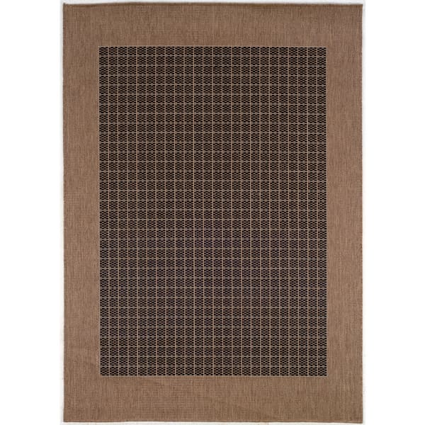 8-ft x 10-ft Black-Brown Solid Indoor/Outdoor Area Rug-Recife Checkered Field