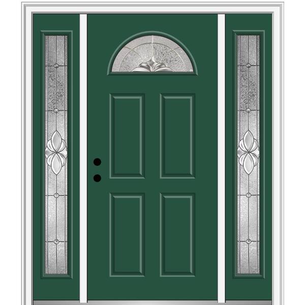 MMI Door 68.5 in. x 81.75 in. Heirlooms Right-Hand 1/4-Lite Decorative Painted Fiberglass Smooth Prehung Front Door w/ Sidelites