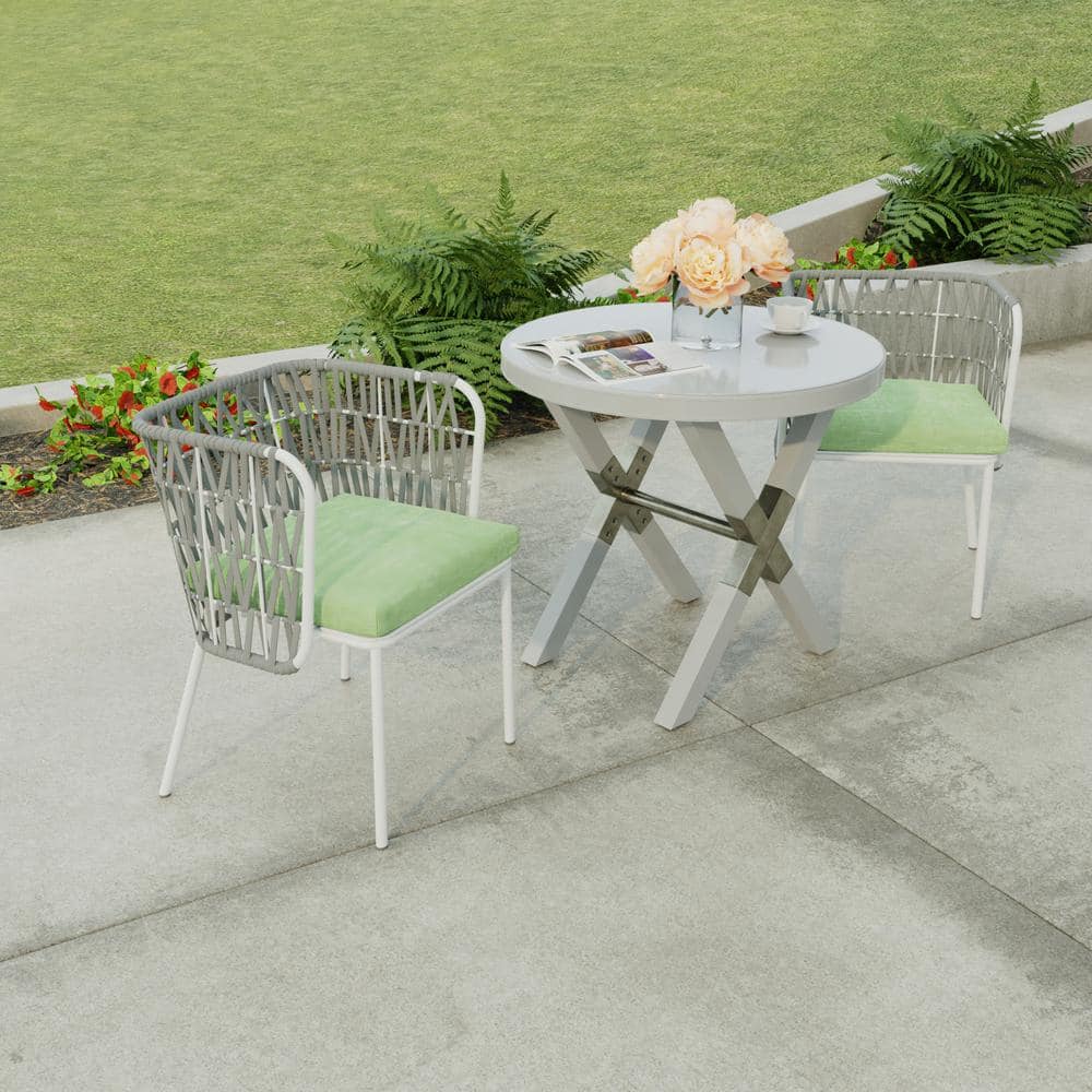 Tory Palm Green Rectangular Outdoor Seat Cushions with Ties (2 Pack)