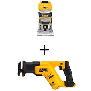20V MAX XR Lithium-Ion Cordless Brushless Router and 20V Compact Reciprocating Saw (Tools Only)