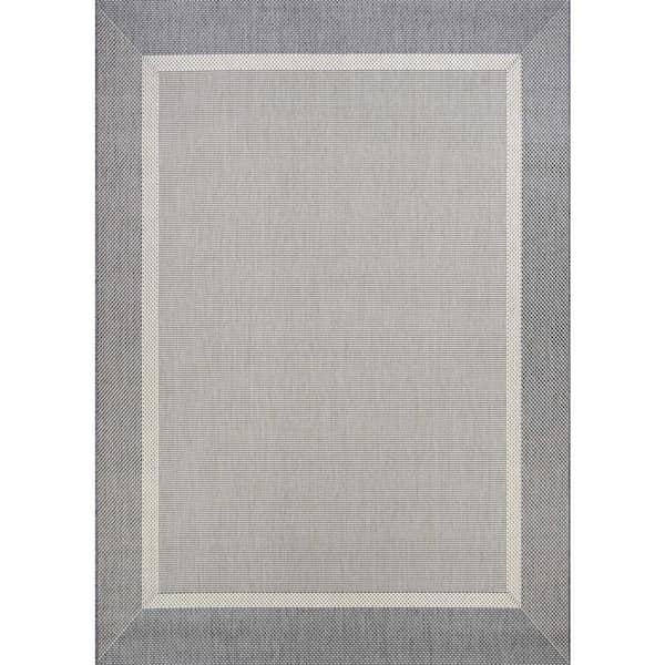Recife Stria Texture Ivory-Silver 8 ft. x 11 ft. Flatwoven Solid Rectangle Indoor/Outdoor Area Rug