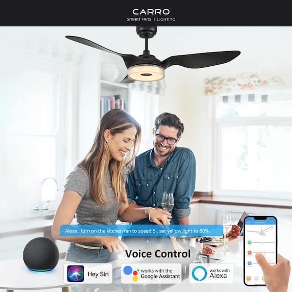 Finley II 56 in. Dimmable LED Indoor Black Smart Ceiling Fan with Light and Remote, Works with Alexa and Google Home