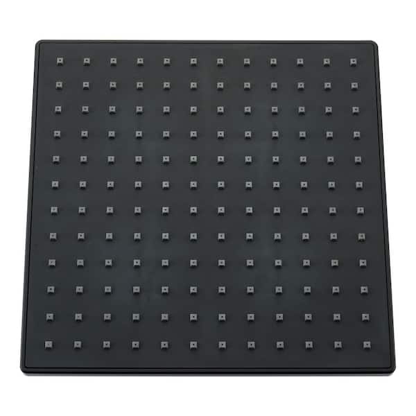 1-Spray Patterns 9 in. Single Wall Mount Square Rain Fixed Shower Head with Self-Cleaning Nozzles in Matte Black