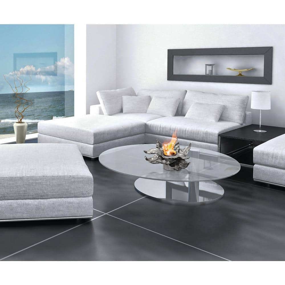 Heathcote Silver Aluminum Gel Fuel Tabletop Fireplace