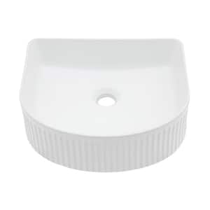 15.7 in . White Round Porcelain Ceramic Bathroom Vanity Vessel Sink without Faucet Drop In