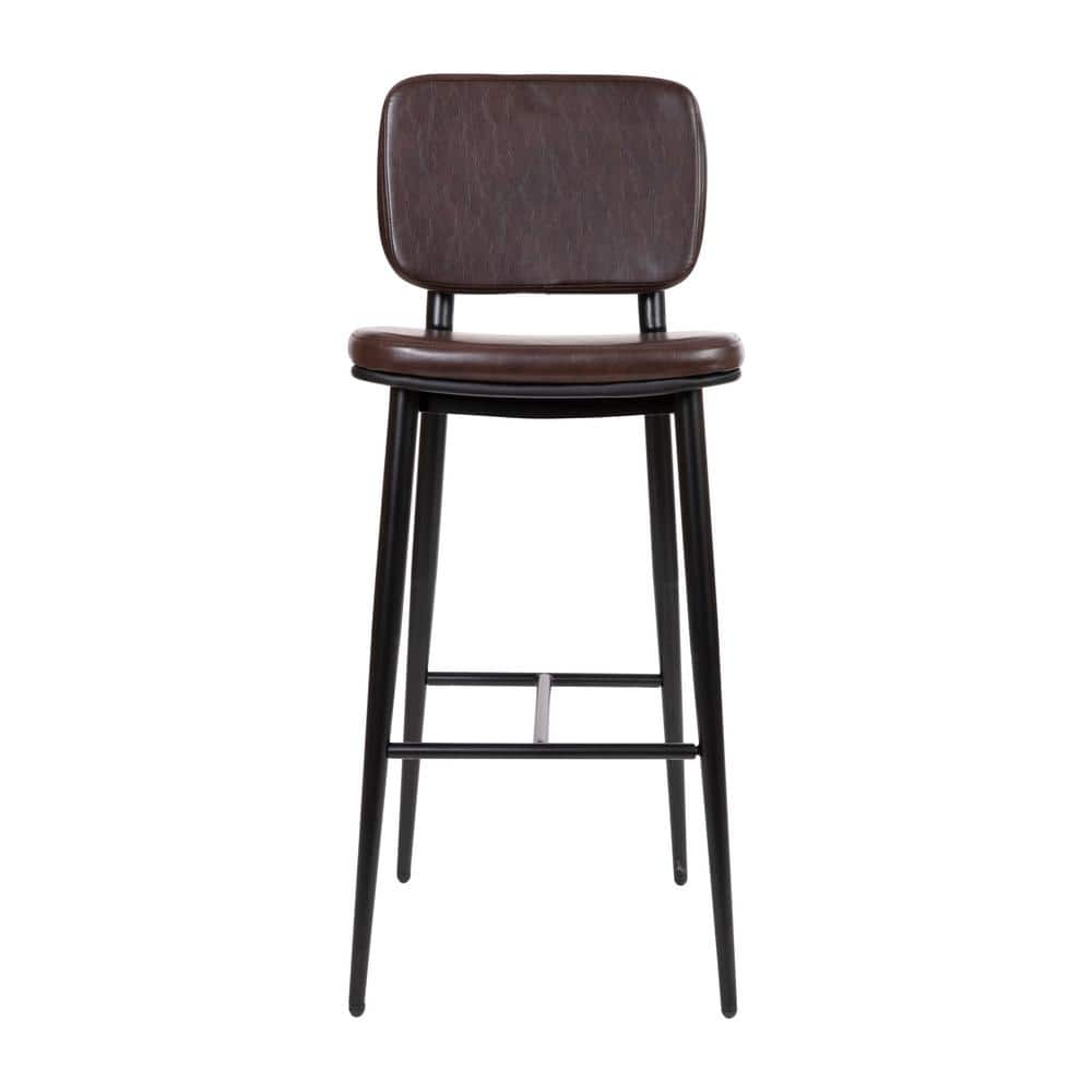 Brown Faux Leather and Metal Counter Stools, Set of 2