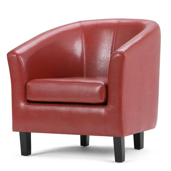 Simpli Home Austin 30 in. Wide Contemporary Tub Chair in Red Faux Leather
