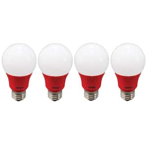 40-Watt Equivalent A19 Red Colored Festive Decorative Party Non-dimmable E26 LED Light Bulb Soft White 4-Pack
