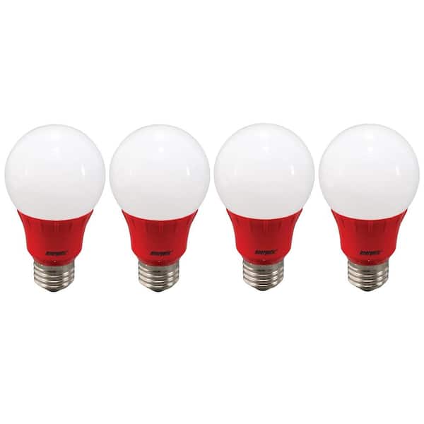 ENERGETIC LIGHTING 40-Watt Equivalent A19 Red Colored Festive Decorative Party Non-dimmable E26 LED Light Bulb Soft White 4-Pack