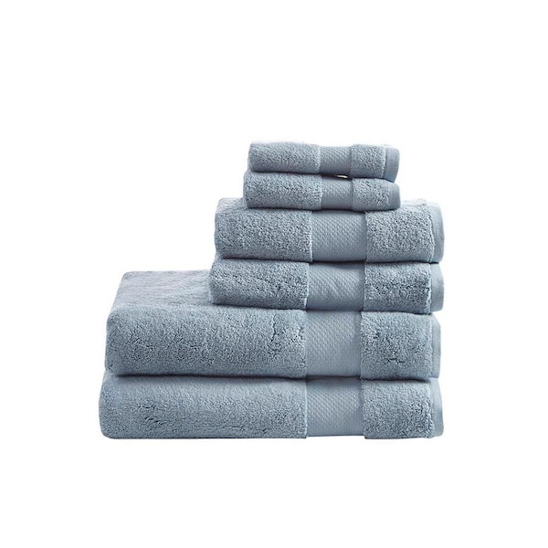 6-Piece Blue Towel Set, 2 Bath Towels, 2 Hand Towels, and 2 Wash Towels, Premium Towels for Bathroom, Gym, and Hotel