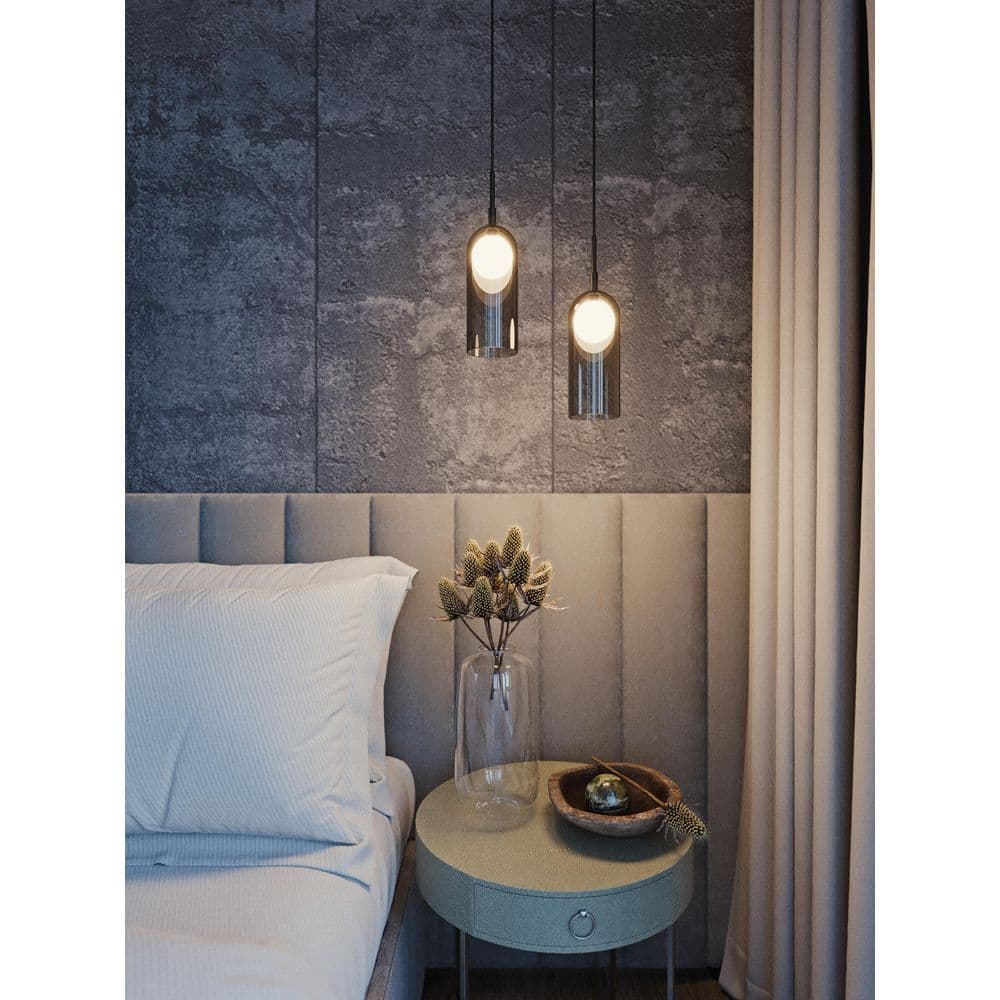 Kiran 6-Watt 1 Light Black Shaded Integrated LED Pendant Light with Clear Glass Shade price history on PriceWatchPro