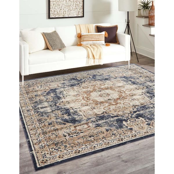 Chateau Roosevelt Dark Blue 7' 0 x 7' 0 Square Rug