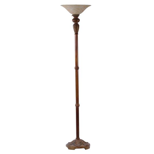 Absolute Decor 72 in. Distressed Gold Torchiere with Glass Globe