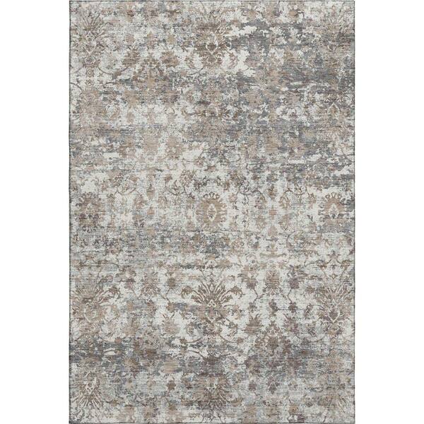 Mayfield Premium Machine Washable Abstract AMF2211 Taupe 5 ft. x 7 ft. 6 in. Area Rug