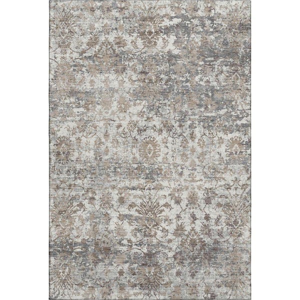 Mayfield Premium Machine Washable Abstract AMF2211 Taupe 9 ft. x 12 ft. Area Rug