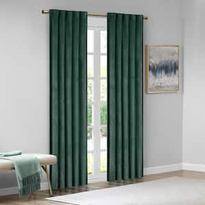 Garett Green Polyester 37 in. W x 84 in. L Room Darkening Curtain Rod Pocket/Back Tab Window Panel Pair (Double Panels)