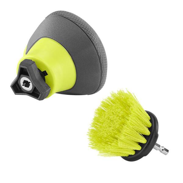 RYOBI Palm Scrubber with 2 in. Medium Bristle Brush with Hex Shank