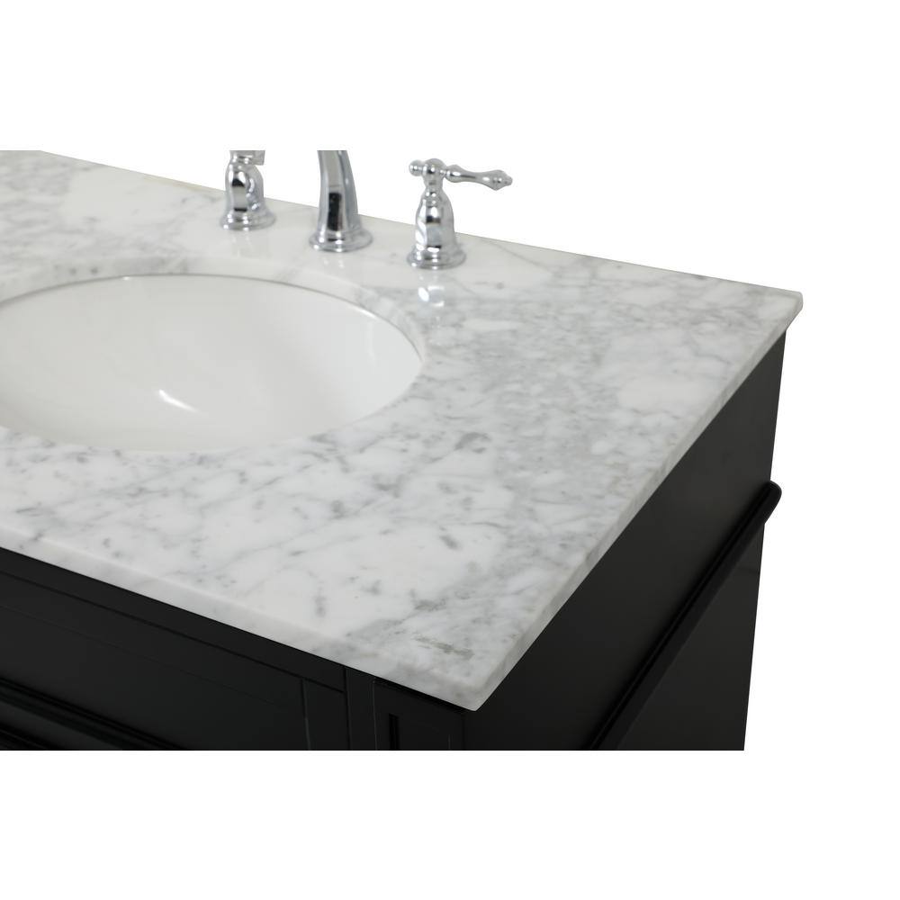 Black Double Sink Vanity with Carrara Marble Top, 72"