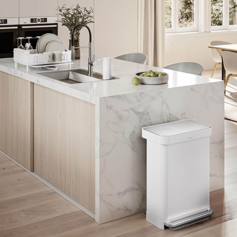 White Steel Touch-Free Automatic Soap Pump with Sponge Caddy