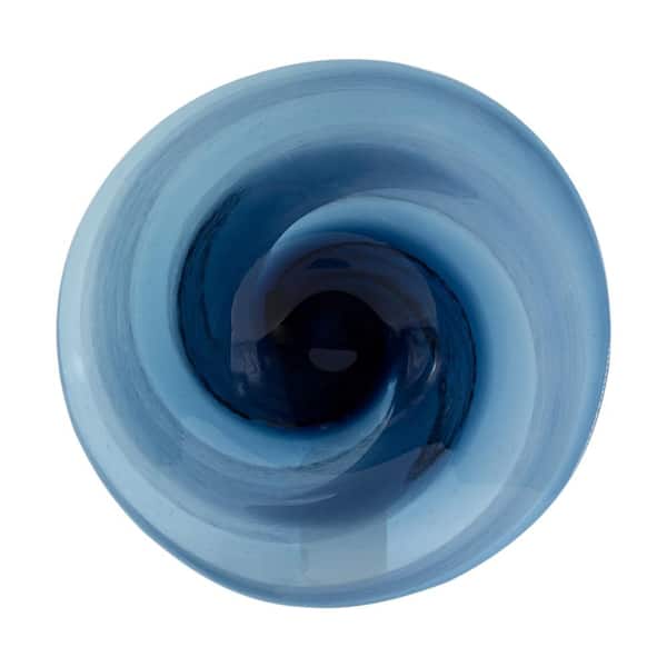 A & B Home Mayron Glass Plate with Swirl Design 17.5 in. Dia. x 3 in. Blue/White