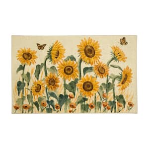 Fall Sunflowers Gold 2 ft. 6 in. x 4 ft. 2 in. Kitchen Mat
