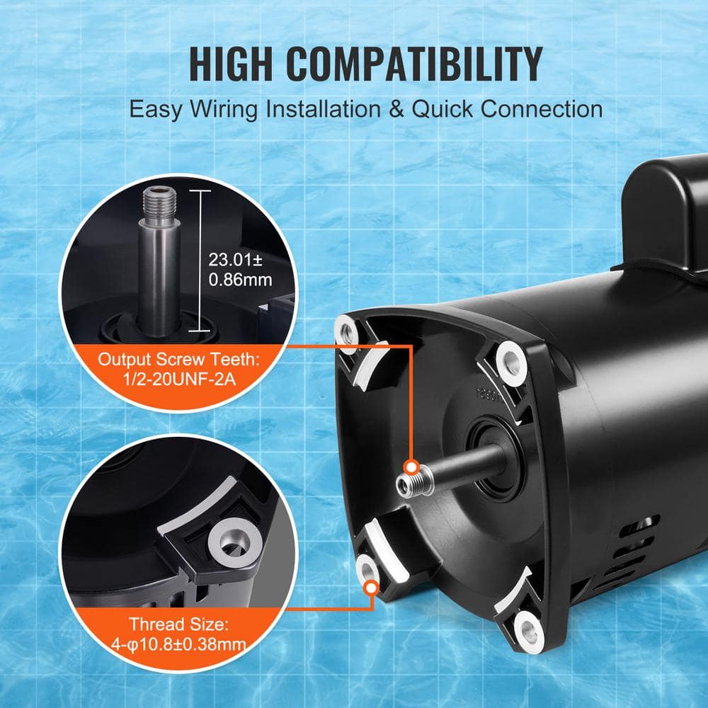 VEVOR Black Steel 1.5 HP Pool Pump Motor