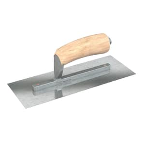 12 in. x 5 in. Razor Stainless Steel Square End Finish Trowel with Wood Handle and Long Shank